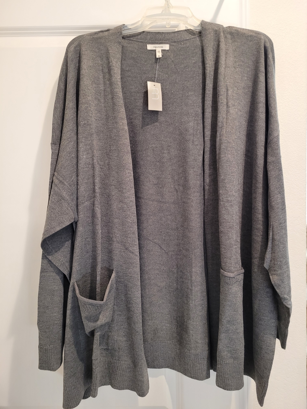 Maurices Gray Open-Front Pocket Cardigan 4x NWT